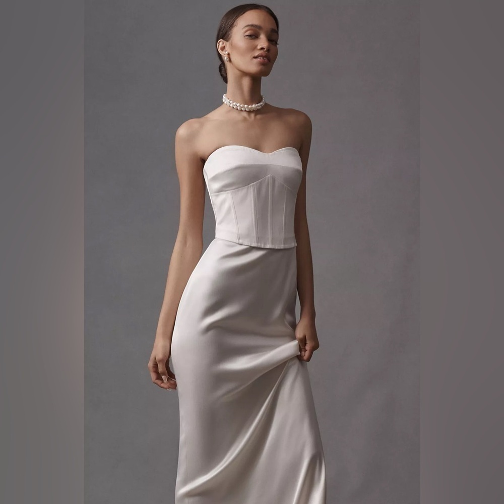 NEW Reformation Ariyah Corset Satin Maxi Dress Ivory Bridal | US 2 UK 6